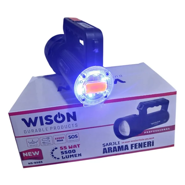 Wison WS-8585 Profesyonel Arama Feneri 55W - 5500 Lümen - 22.000 Mah - Zoomlu, Arka Işık & Çakar Modlu - Siyah - Görsel 5
