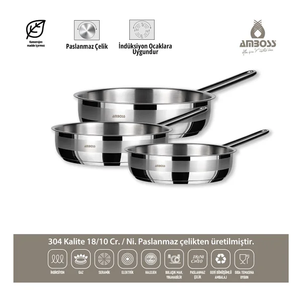 Amboss Vento Steel 3 Parça Tava Seti - Görsel 2