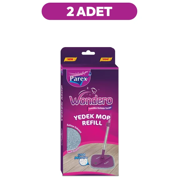 Parex Wondero Yedek Mop İkili Paket Gri Renkli Yüksek Emicilik Özellikli Temizlik Ürünü - Görsel 3