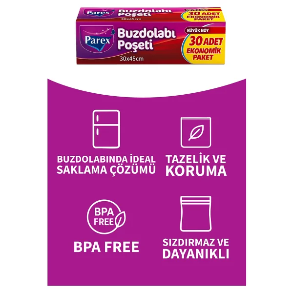 Parex Büyük Boy Buzdolabı Poşeti 30 'lu 5 Adet - Görsel 3