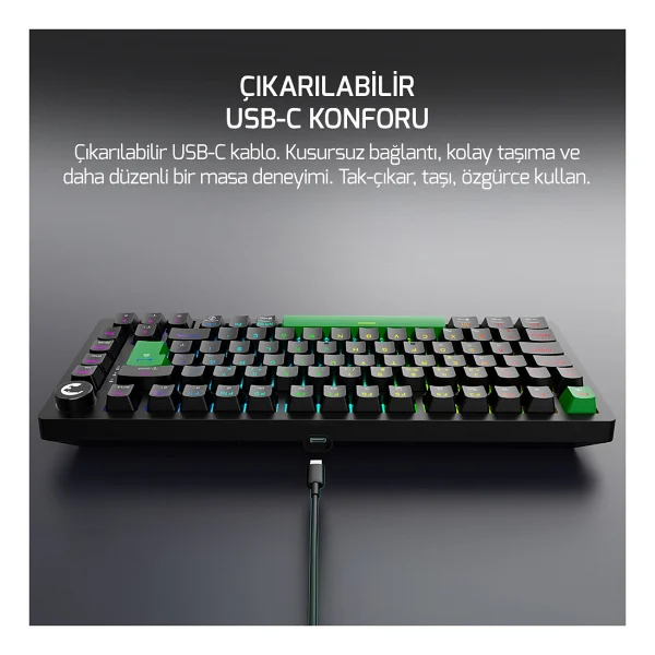 Gamepower Tirus He80 8K RGB Tkl Magnetic Switch Kablolu Oyuncu Klavyesi - Görsel 8