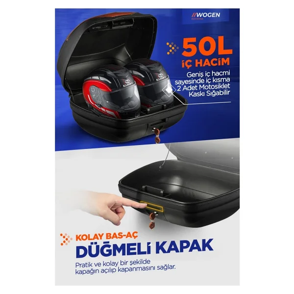 Wogen Wg50 Basic 50 Lt Siyah Motosiklet Çantası - Görsel 3
