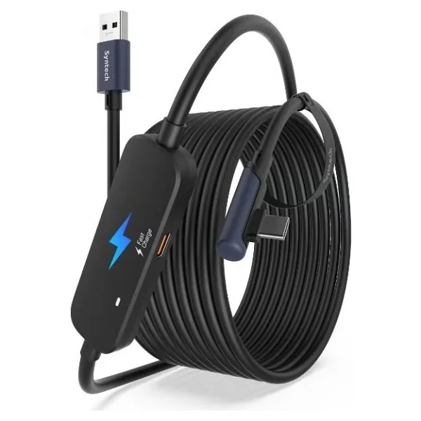 Syntech 5 M USB 3.0 Şarj Ve Bağlantı Kablosu - Meta Quest 3s/Quest 3/Oculus Quest 2 Uyumlu, Ekstra Şarj Portlu Vr PC/Steamvr Oyun Kablosu - Siyah - Görsel 7