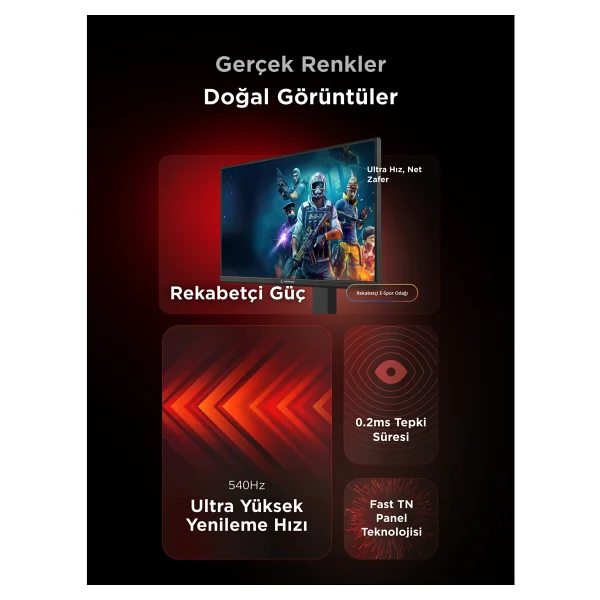 Rampage Zenıth Zn24tn540 24.1" 0.2 Ms Full HD Pivot 540 Hz Oyuncu Monitörü - Görsel 3
