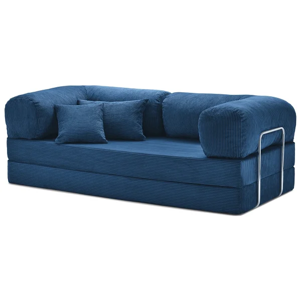 Monamı Dechome 200x200 Köşe Takımı Kadife Köşe Koltuk Modüler Köşe Takımı Yataklı L Koltuk Fitilli Kadife Yıkanabilir Fitilli Kadife Kumaş - Lacivert - Görsel 4