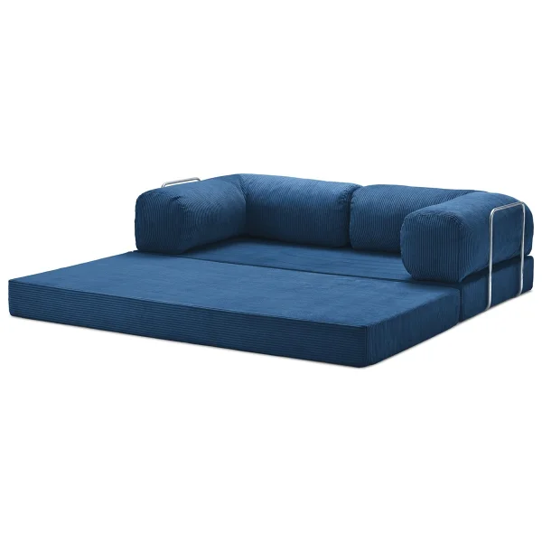 Monamı Dechome 200x200 Köşe Takımı Kadife Köşe Koltuk Modüler Köşe Takımı Yataklı L Koltuk Fitilli Kadife Yıkanabilir Fitilli Kadife Kumaş - Lacivert - Görsel 6