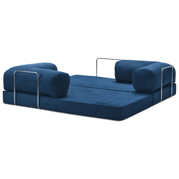Monamı Dechome 200x200 Köşe Takımı Kadife Köşe Koltuk Modüler Köşe Takımı Yataklı L Koltuk Fitilli Kadife Yıkanabilir Fitilli Kadife Kumaş - Lacivert - Görsel 7