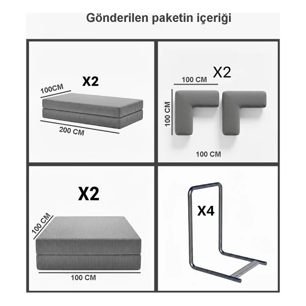 Monamı Dechome 200x200 Köşe Takımı Kadife Köşe Koltuk Modüler Köşe Takımı Yataklı L Koltuk Fitilli Kadife Yıkanabilir Fitilli Kadife Kumaş - Lacivert - Görsel 8