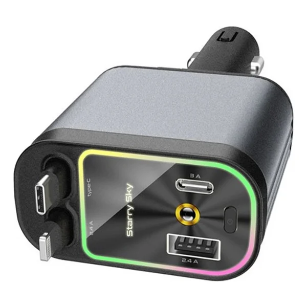 4'ü 1 Arada Çift USB Bağlantı Çakmaklık, Type-C Hızlı Şarjlı 66w,Geri Çekilebilir Araç Telefon Şarj Cihazı - Görsel 2