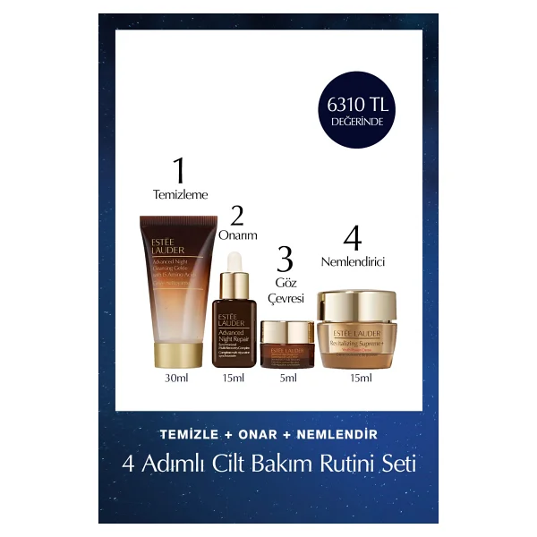 Estee Lauder 4 Adımlı Cilt Bakım Rutini Seti - Serum 15ml + Temizleme 30ml+ Göz Kremi 5ml + Krem 15ml - Görsel 2