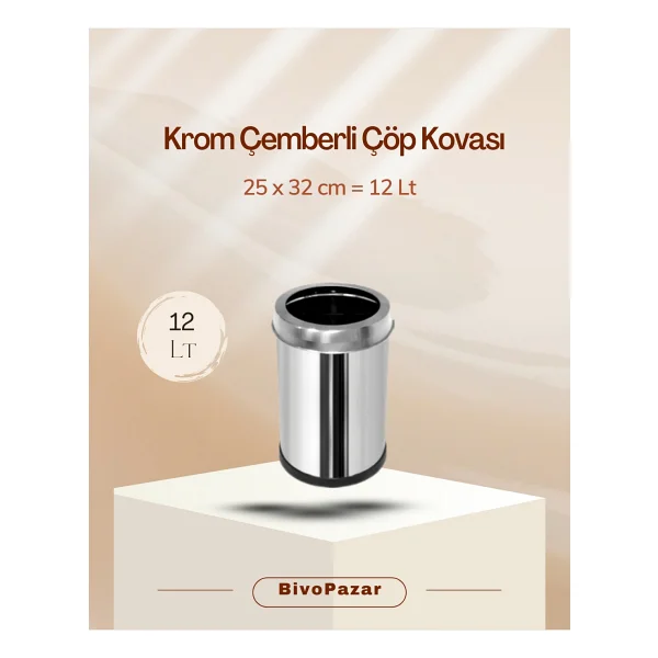 Palex 3820-16 Krom Çemberli Çöp Kovası 16 Lt - Görsel 7