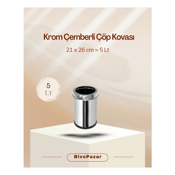 Palex 3820-16 Krom Çemberli Çöp Kovası 16 Lt - Görsel 5