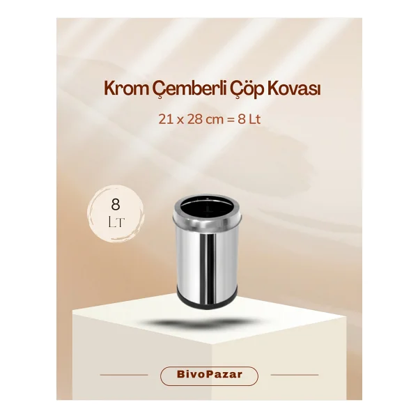 Palex 3820-16 Krom Çemberli Çöp Kovası 16 Lt - Görsel 6