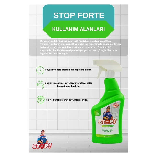Stop Forte 4'lü Derz Temizleyici 750 Ml Hızlı Ve Etkili Temizlik İçin Pratik Kullanım - Görsel 2