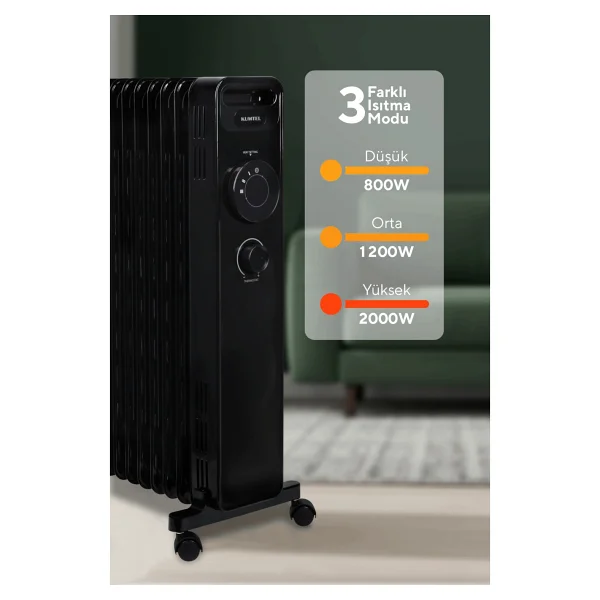 Kumtel Kum-1225s 9 Dilimli 2000 W Siyah Yağlı Radyatör - Görsel 10
