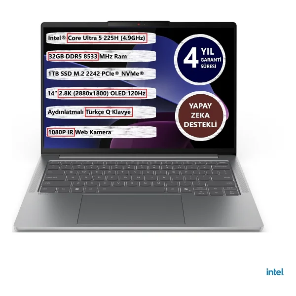 Lenovo Ideapad Pro 5 14ıah10 83jk002btr Ultra 5 225h 32 GB 1 TB SSD Arc 130t 14" Notebook - Görsel 6