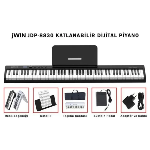 Jwin Jdp-8830 88 Tuş Katlanabilir Bluetooth Piyano - Görsel 7