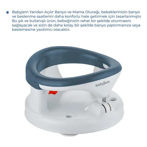 Babyjem İndigo Mavi Yandan Açılır Banyo Ve Mama Oturağı & Minder 2'li Set Kolay Temizlenebilir - Görsel 2