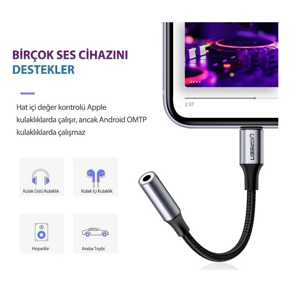 Ugreen 30756 Lightning To 3.5mm Aux Dönüştürücü - Görsel 5