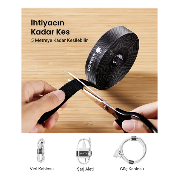 Ugreen Kablo Düzenleyici Cırt Band 2 Metre, 40354 - Görsel 3