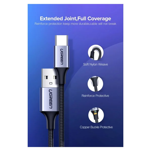 Ugreen 60133 2 m USB to Type-C Hızlı Şarj Kablosu - Görsel 5