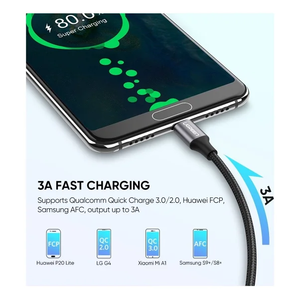 Ugreen 60126 1 M USB To Type-C Hızlı Şarj Kablosu - Görsel 2