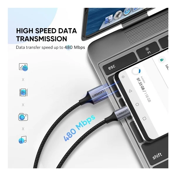 Ugreen 60126 1 M USB To Type-C Hızlı Şarj Kablosu - Görsel 3