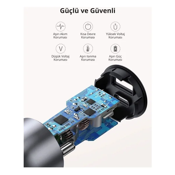 Ugreen 60980 52.5 W Hızlı Araç Şarj Aleti - Görsel 5