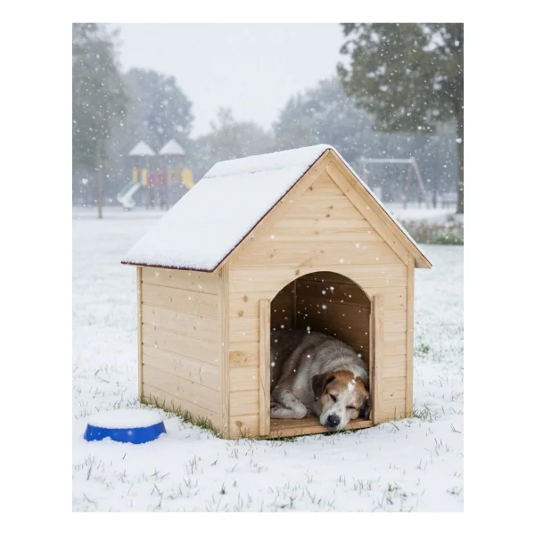 Reyo Pet Suya Soğuğa Dayanıklı Lüks Büyük Boy Ahşap Köpek Kulubesi Sokak Köpek Evi Kırmızı Çatılı 100x100x78 Cm - Görsel 2