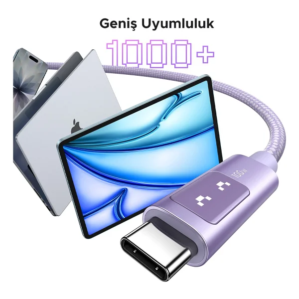 Ugreen Uno 65092 1 M Mor Type-C To Type-C Hızlı Şarj Kablosu - Görsel 7