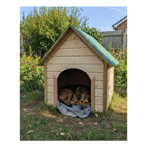 Reyo Pet Suya Soğuğa Dayanıklı Lüks Büyük Boy Ahşap Köpek Kulubesi Sokak Köpek Evi Yeşil Çatılı 100x100x78 Cm - Görsel 2