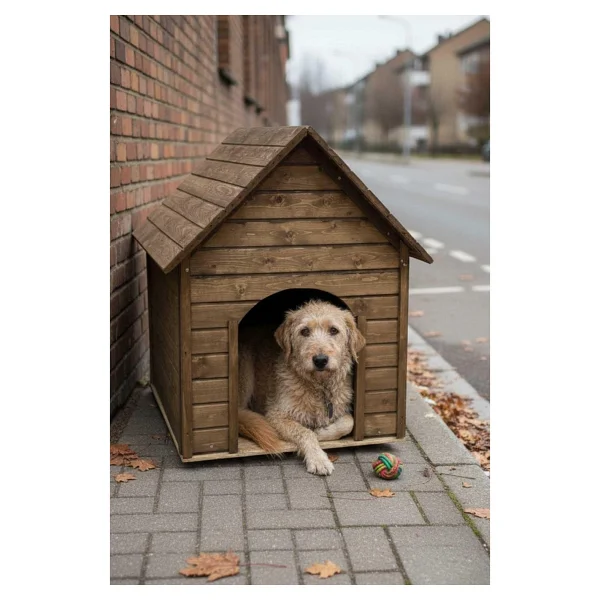 Reyo Pet Suya Soğuğa Dayanıklı Lüks Büyük Boy Ahşap Köpek Kulübesi 100 X 100 X 78 Cm Ceviz - Görsel 6