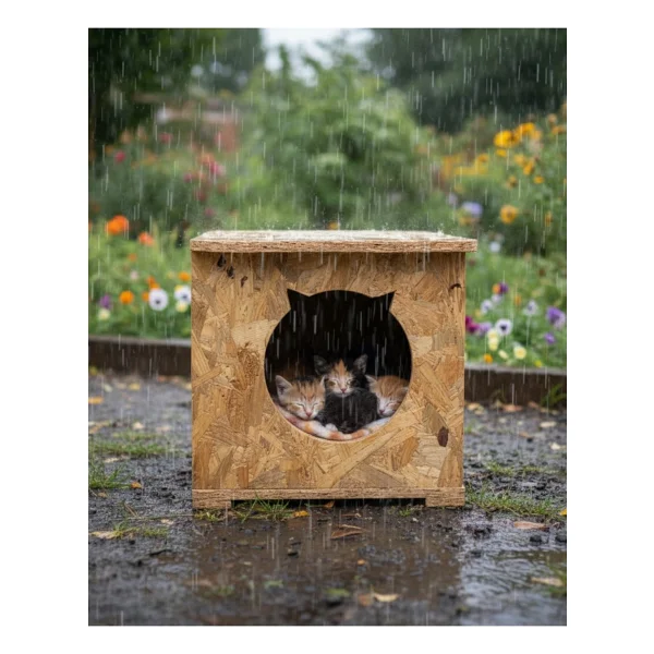 Reyo Kedi Evi Dış Ortam Uygun Ahşap Kedi Evi Osb 45x35x34 Cm - Cat12 - Görsel 7