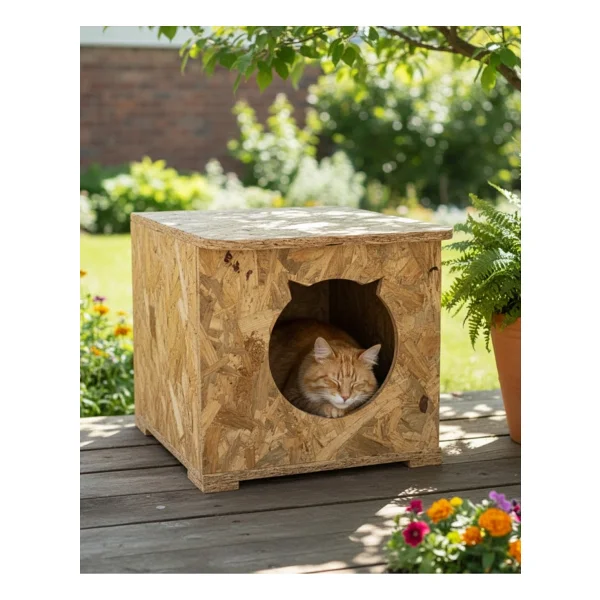 Reyo Kedi Evi Dış Ortam Uygun Ahşap Kedi Evi Osb 45x35x34 Cm - Cat12 - Görsel 2
