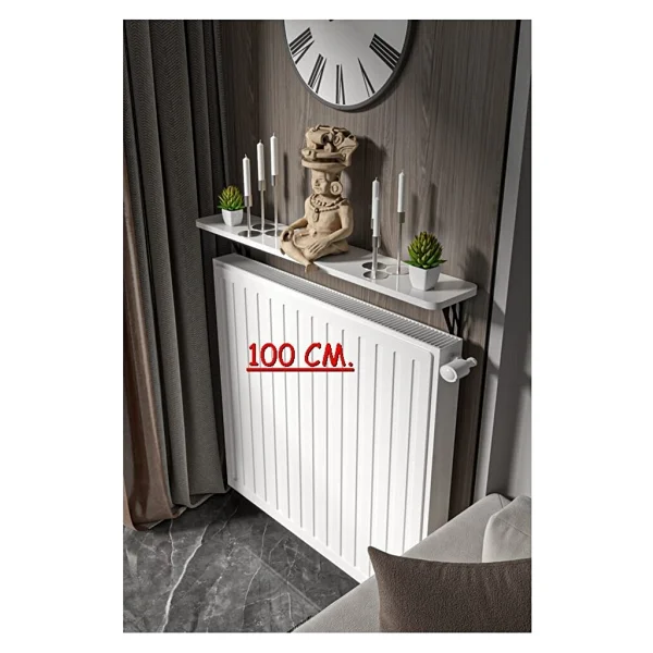 Retodesign Montajsız Beyaz Petek Üstü Metal Raf, Kalorifer Peteği Raf Dresuar Uçan Raf 100 Cm 100100 - Atlantik Çam - Görsel 6
