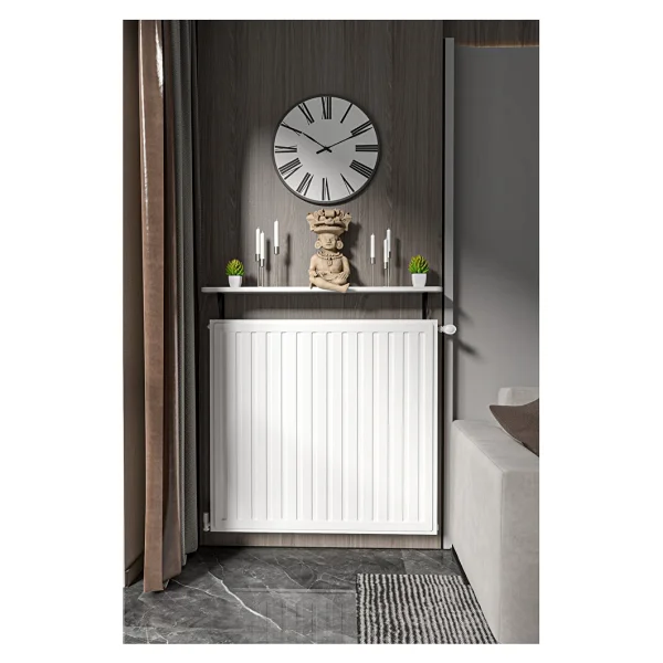Retodesign Montajsız Beyaz Petek Üstü Metal Raf, Kalorifer Peteği Raf Dresuar Uçan Raf 100 Cm 100100 - Atlantik Çam - Görsel 3