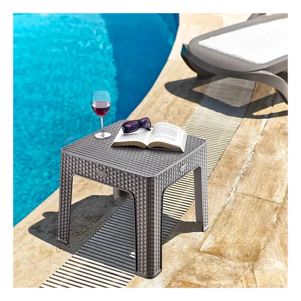 Retro Art Holiday Rattan Şezlong Sehpası 2'li Kahverengi - Görsel 6