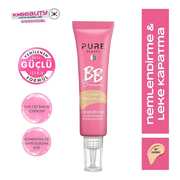 Pure Beauty Bb Krem Spf50 Pa++++ 30 Ml Ivory Tüm Cilt Tipleri İçin Ton Eşitleyici Etki - Görsel 9