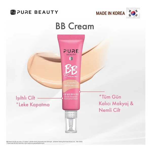 Pure Beauty Bb Krem Spf50 Pa++++ 30 Ml Ivory Tüm Cilt Tipleri İçin Ton Eşitleyici Etki - Görsel 3