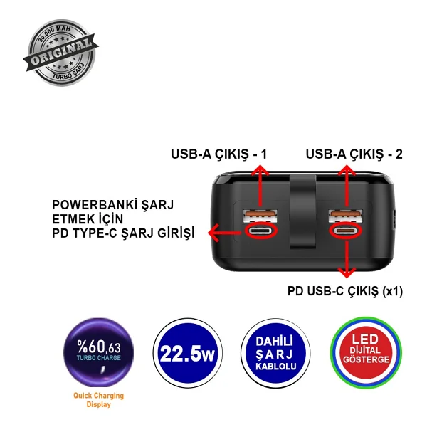 Mtl Mt4330 30000 mAh Hızlı Şarj Powerbank - Görsel 3