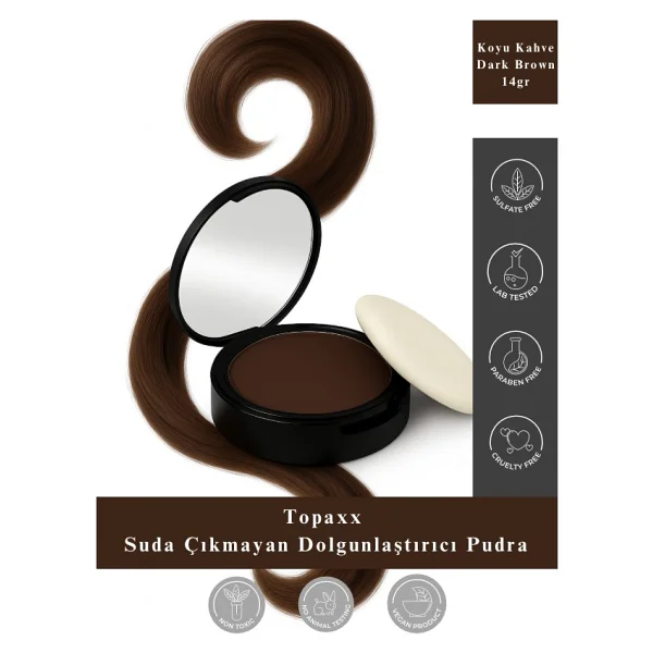 Topaxx Koyu Kahve Suda Çıkmayan Topik Pudra 14 G - Görsel 9