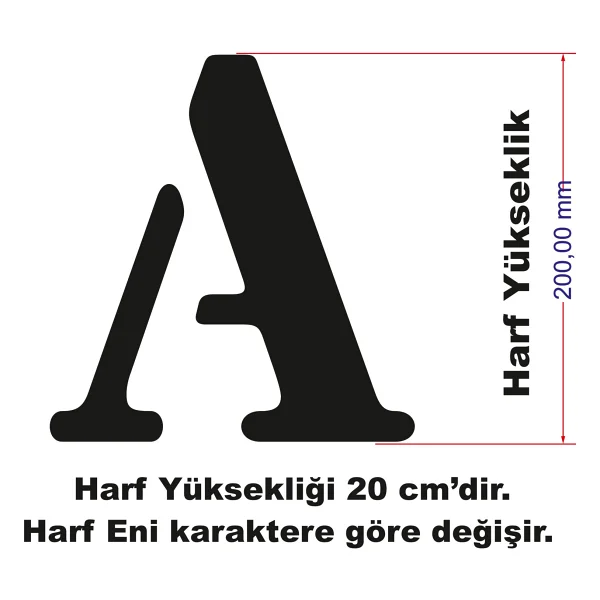 Mood Stencil Harf Boyama Şablonu X064 Harf Yüksekliği 20 Cm - Görsel 3