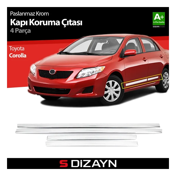 S-Dizayn Toyota Corolla 2007-2013 Kapı Koruma Çıtası Krom - Görsel 9