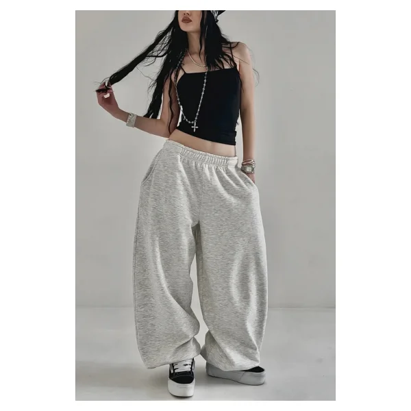 Vladivosto Büyük Beden Battal Boy Siyah Gri Ekstra Bol Kalıp Tesettür Oversize Baggy Harajuku Eşofman Altı - 4xl - Görsel 2