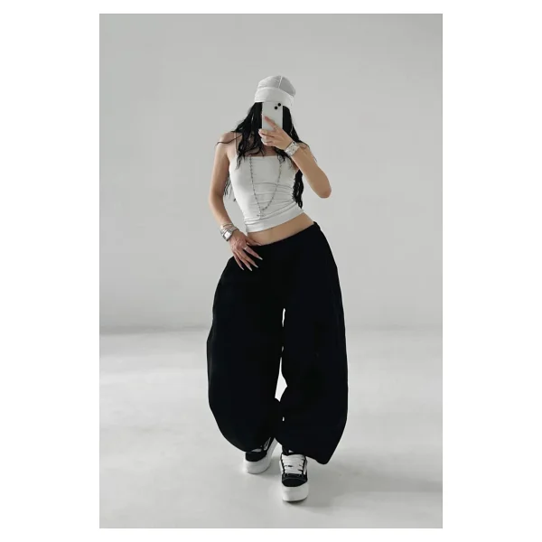 Vladivosto Büyük Beden Battal Boy Siyah Gri Ekstra Bol Kalıp Tesettür Oversize Baggy Harajuku Eşofman Altı - 11xl - Görsel 5