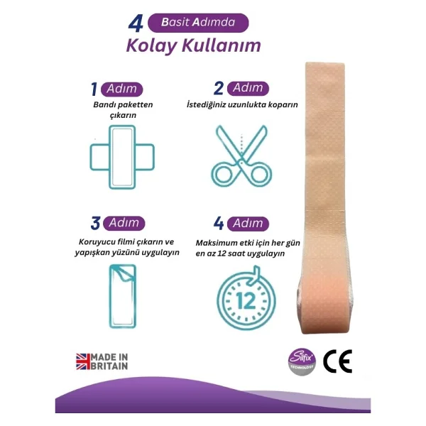 Advancis Medical Uk Siltape Soft Silikon Yara İzi Dikiş İzi Sezaryen Yanık Estetik Bant 2 Cm X 3 M - Görsel 6