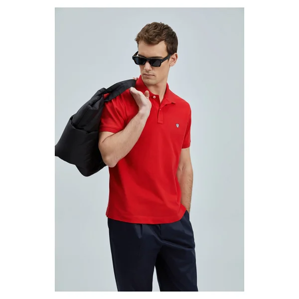 Lufian Laon Smart Regular Fit Kırmızı Kısa Kollu Polo Yaka Erkek Tişört - Görsel 7