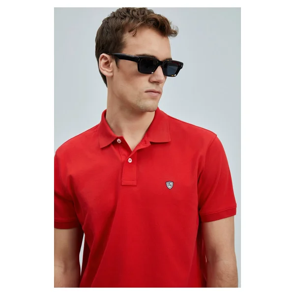 Lufian Laon Smart Regular Fit Kırmızı Kısa Kollu Polo Yaka Erkek Tişört - Görsel 3