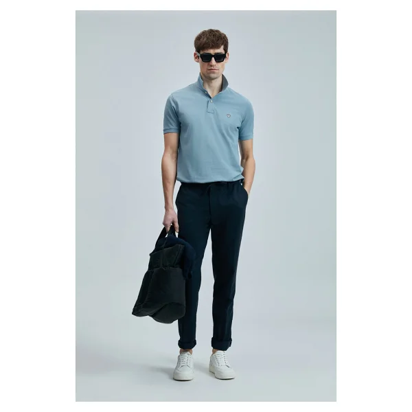 Lufian Laon Smart Regular Fit Saks Mavi Kısa Kollu Polo Yaka Erkek Tişört - Görsel 9