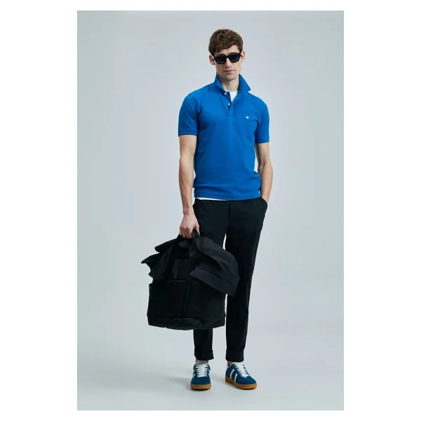 Lufian Laon Smart Regular Fit Saks Mavi Kısa Kollu Polo Yaka Erkek Tişört - Görsel 4
